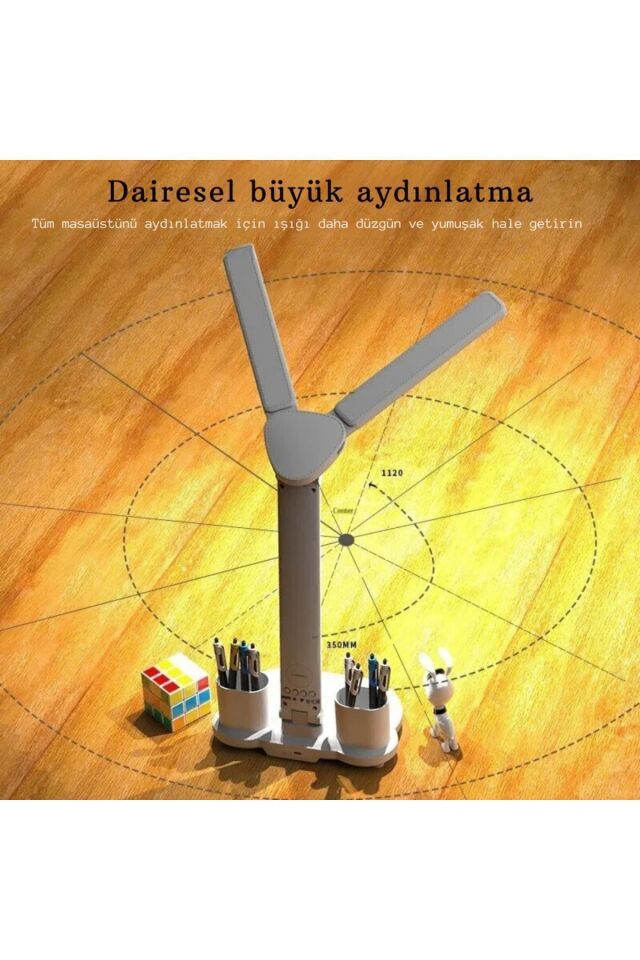 5in1 Çok Fonksiyonlu Şarjlı Masa Lambası+Saat+Termometre+Takvim+Kalemlik+Telefon Tutucu