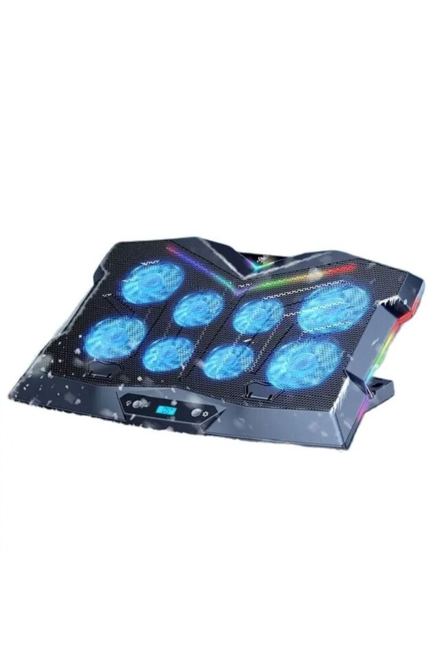 8 Fanlı 18-11İnç RGB Işıklı Notebook Laptop Soğutucu Fan Çift USB