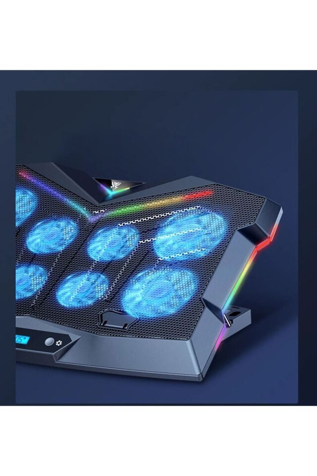 8 Fanlı 18-11İnç RGB Işıklı Notebook Laptop Soğutucu Fan Çift USB