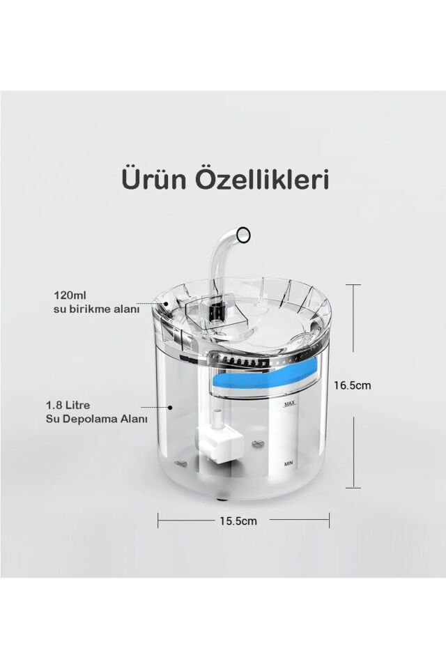 Kedi Köpek İçin Sessiz Su Çeşmesi Otomatik Su Pınarı Usb’li Su Sebili Kedi Su Şelalesi