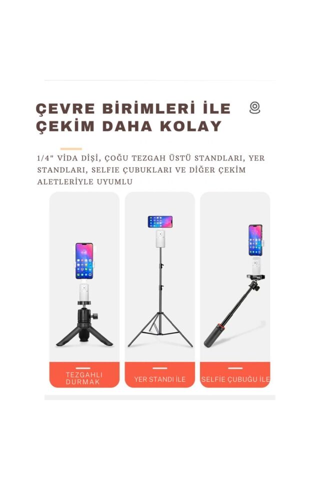 Yüz  Vücut İzleme  360° Telefon Tutucu Vlog Canlı Yayın Selfie AI Yapay Zeka Telefon Gimbali