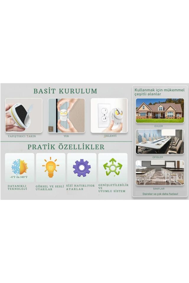 Lüx 1Buton 1Alıcı Kablosuz Kapı Zili Baykuş Şekilli Işıklı Uzun Mesafeli (300 Metre)(Beyaz)