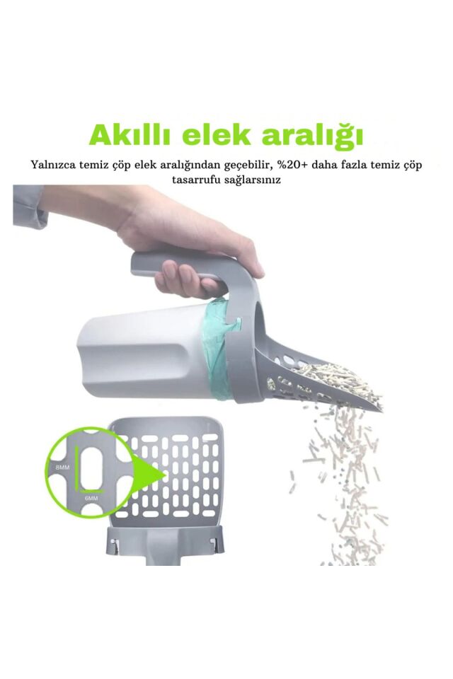 Kedi Kum Temizleme Küreği Yeni Nesil A Kalite 29cm Poşet Hazneli(1 Adet Hediye Poşet)