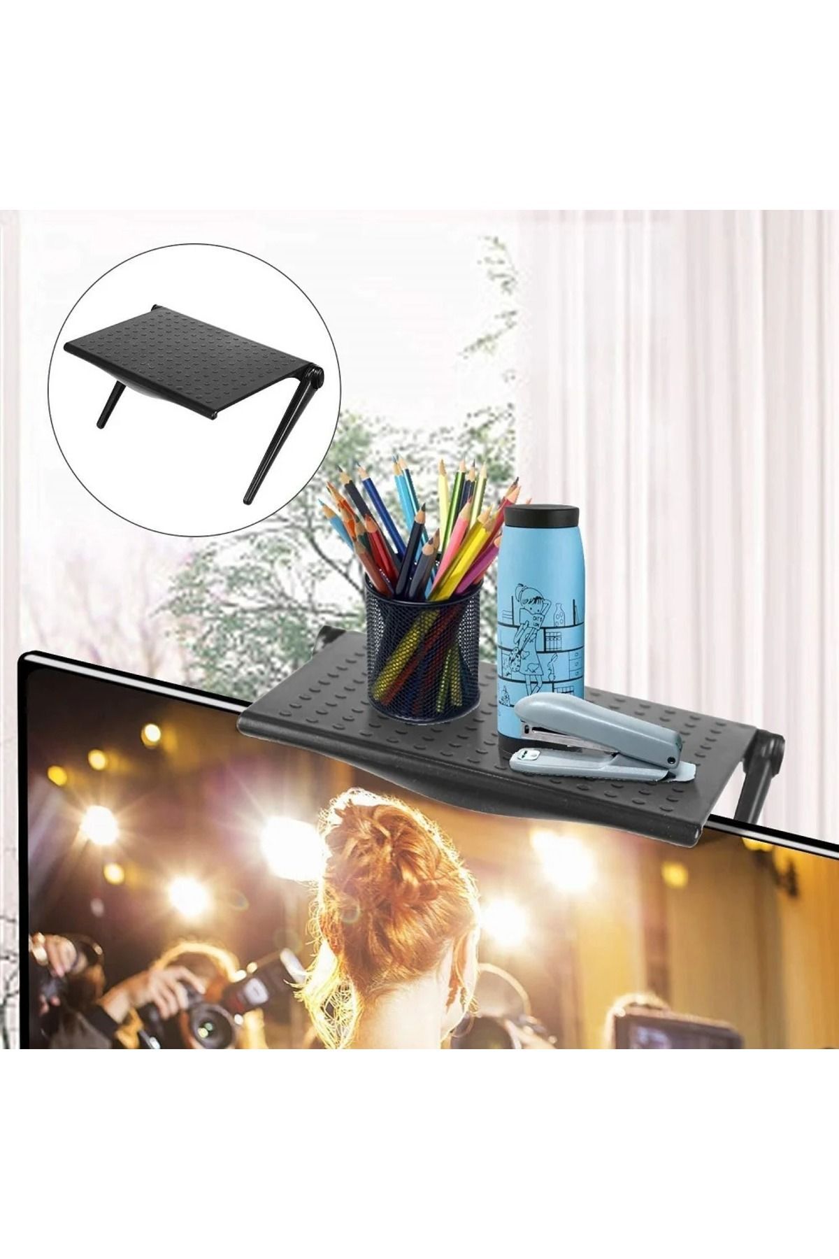Monitor Tv Üstü Raf Portatif Katlanır Düzenleyici Projeksiyon Rafı Telefon Tablet Standı