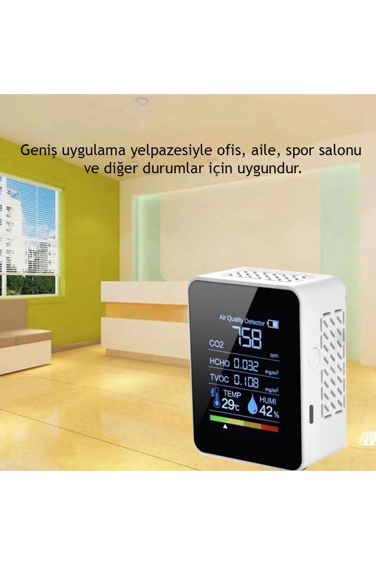 Dijital Hava Kalite Ölçüm Cihazı Sıcaklık Nem Karbondioksit Hava Dedektörü 5in1 Termostat