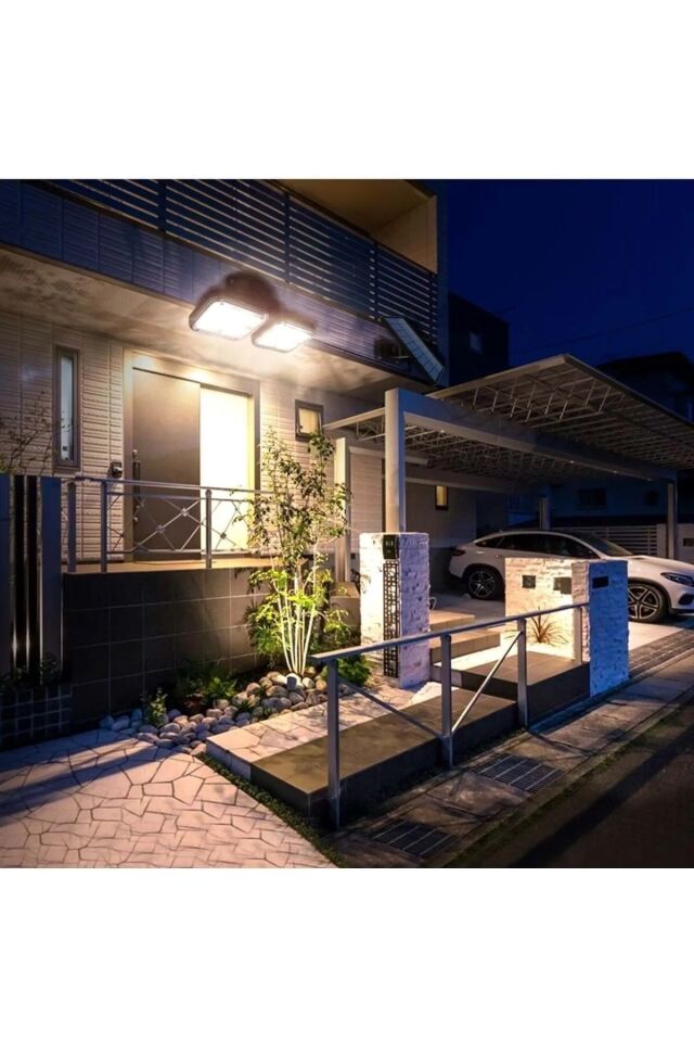 Solar Lamba Güneş Enerjili Kablolu Çift Başlı Sensörlü Bahçe Kamp Aydınlatma 120 Led Lamba