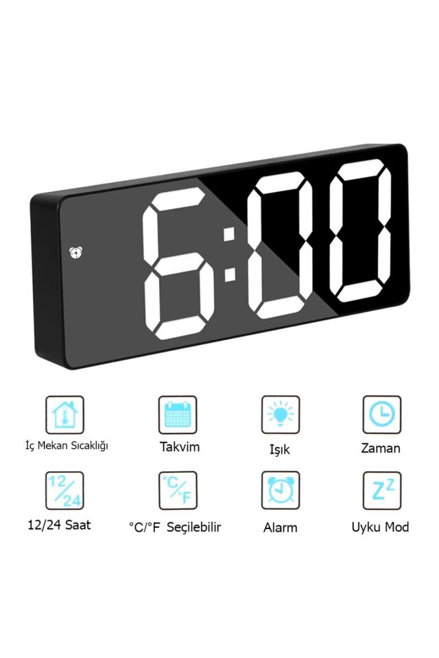 Led Dijital Masa Saati Alarm Termometre Tarih Masaüstü Saat