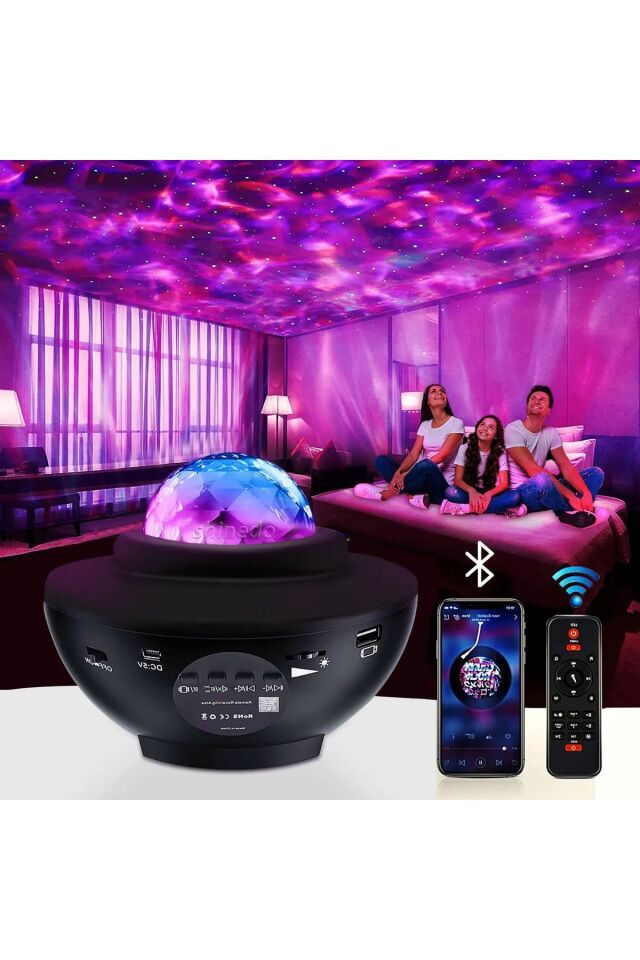 Starry Projektör Yıldız Gece Lambası Disko Topu Bluetooth USB Hoparlör Çocuk Odası Hediye