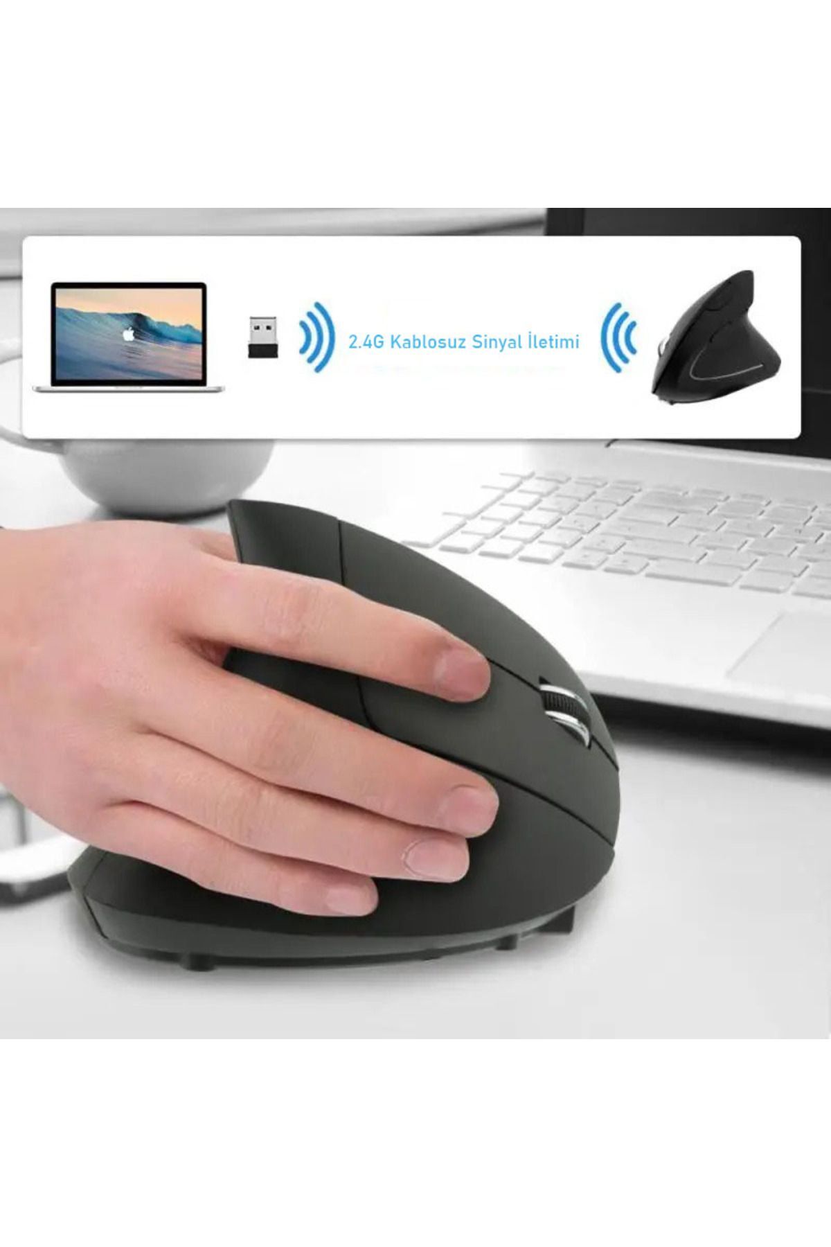 Oyuncu Mouse Bilek Destekli Ergonomik Kablosuz Dikey Mouse Vertical Gamer Mouse Fare