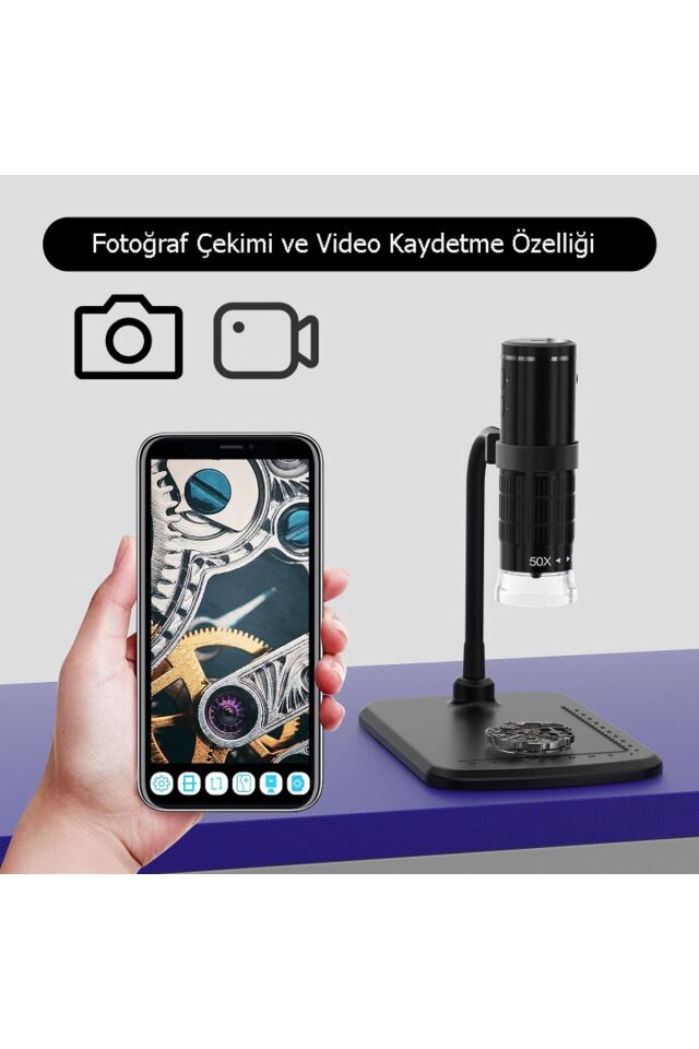 Kablosuz 1000x Wifi Bağlantılı Dijital Mikroskop 1080p Saç Cilt Tesktil Makine Devre Analizi