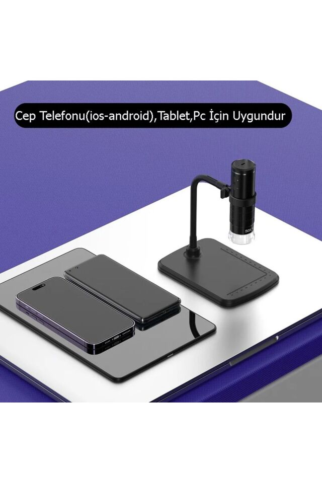Kablosuz 1000x Wifi Bağlantılı Dijital Mikroskop 1080p Saç Cilt Tesktil Makine Devre Analizi