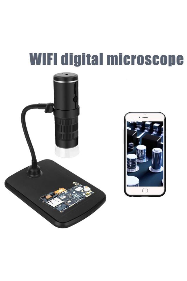Kablosuz 1000x Wifi Bağlantılı Dijital Mikroskop 1080p Saç Cilt Tesktil Makine Devre Analizi