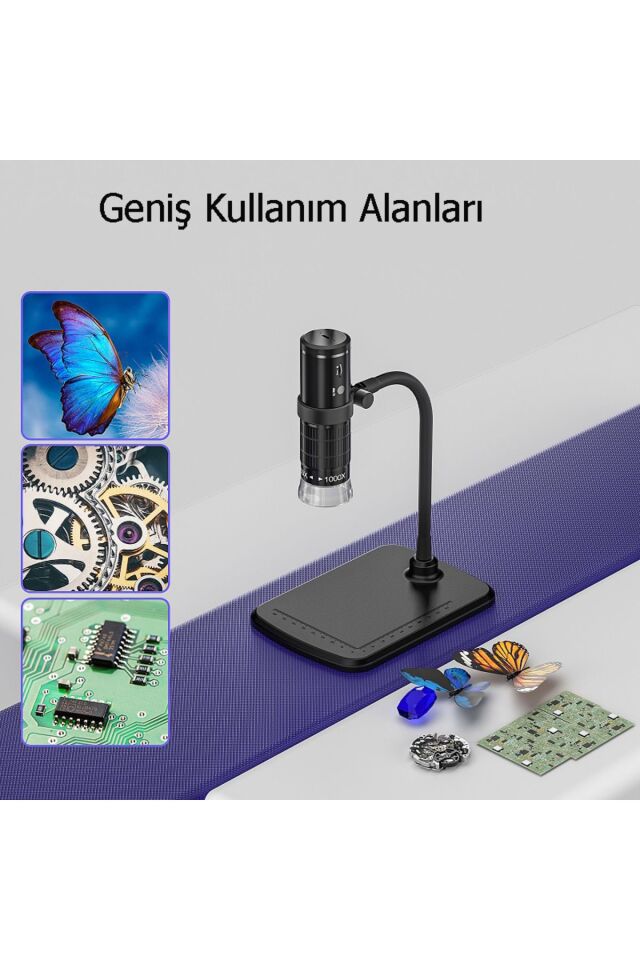Kablosuz 1000x Wifi Bağlantılı Dijital Mikroskop 1080p Saç Cilt Tesktil Makine Devre Analizi