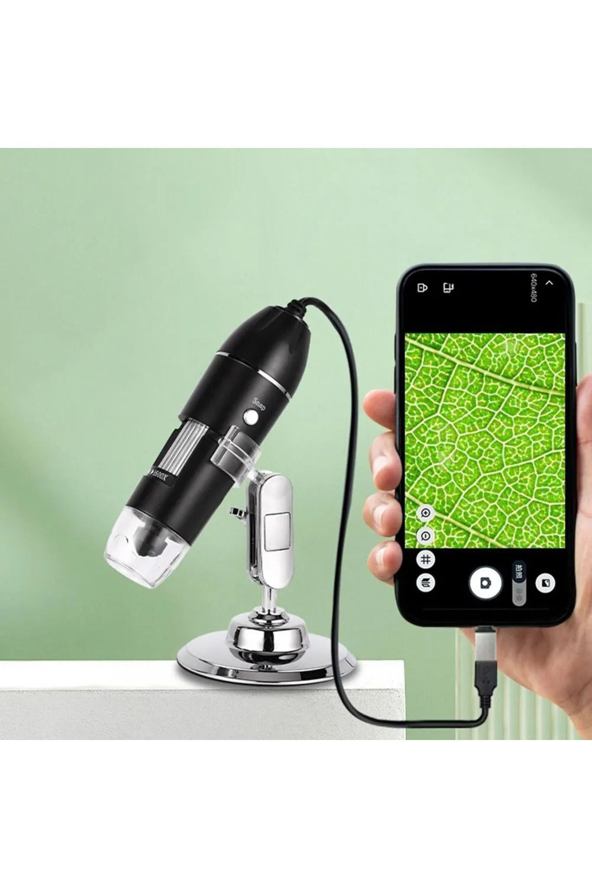 Dijital Mikroskop 1600x 2Mp Usb 8 Led Çok Amaçlı Tekstil Baskı Cilt Saç Biyolojik Analiz