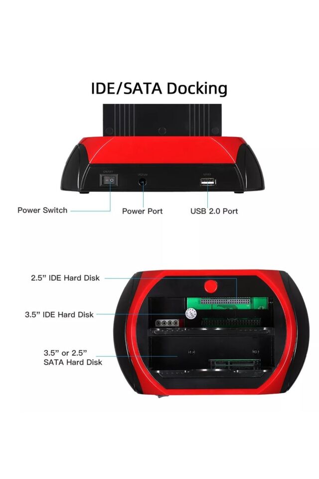 Usb 2.0 Docking Combo Kart Okuyucu Sata HDD 2.5 / 3.5 Ide Station