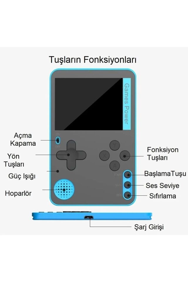 500in1 Mini Oyun Konsolu Slim Kasa Retro Klasik Taşınabilir El Atarisi Çocuk İçin Hediye