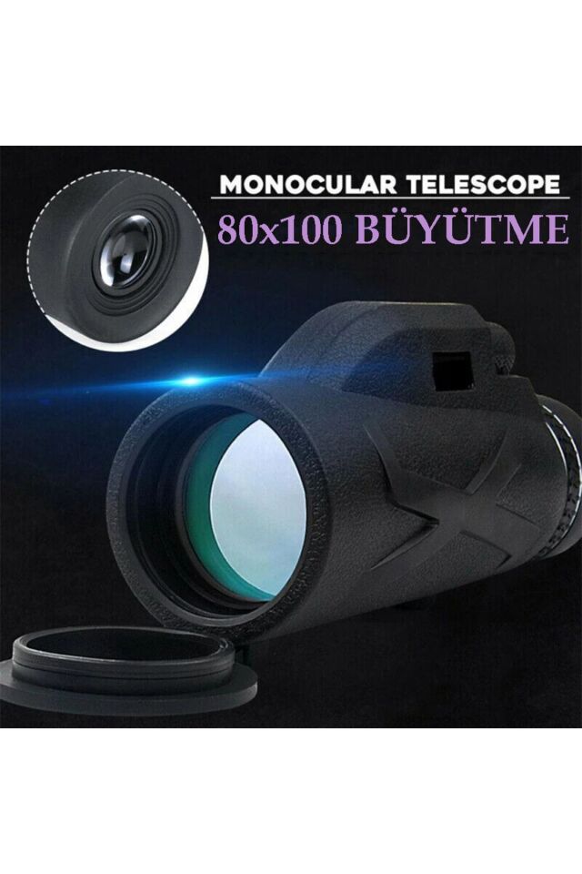 80x Dürbün Ultra Zoom Tek Göz Monoküler Teleskop Telefon Tutucu Tripot