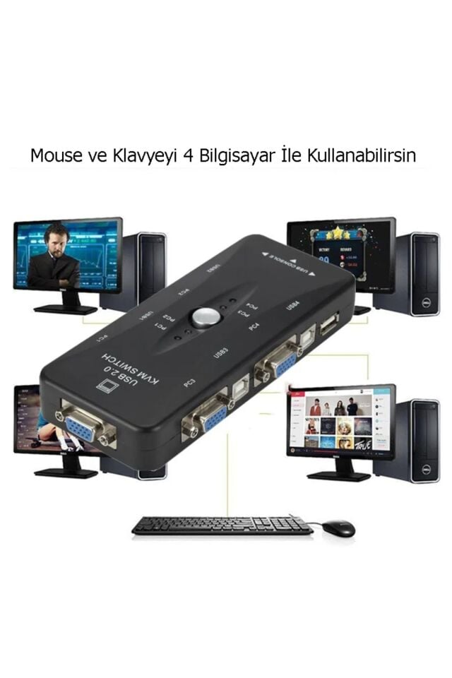 4 Port Usb Kvm Switch Çoklayıcı 4pc Tek Monitör Kasa Çoğaltıcı