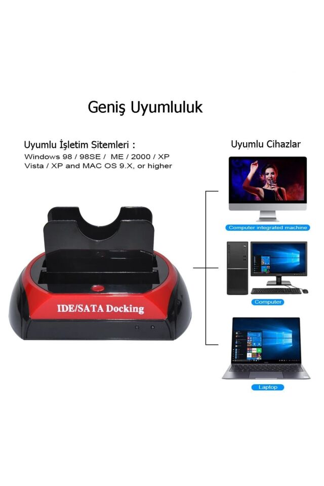 Harici Usb 3.0 Docking Combo Kart Okuyucu 2.5 / 3.5 Ide Sata Hdd Station