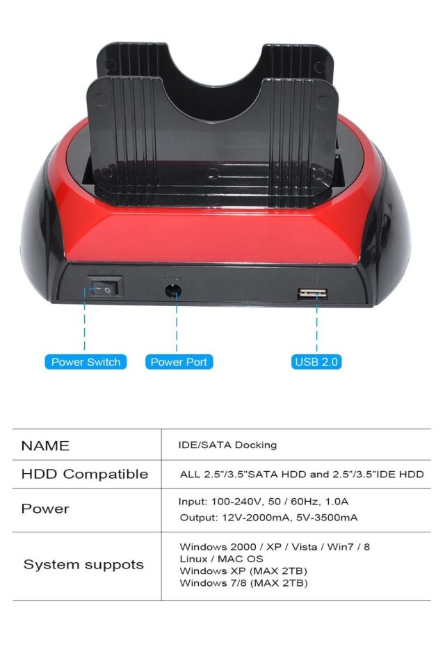 Harici Usb 3.0 Docking Combo Kart Okuyucu 2.5 / 3.5 Ide Sata Hdd Station
