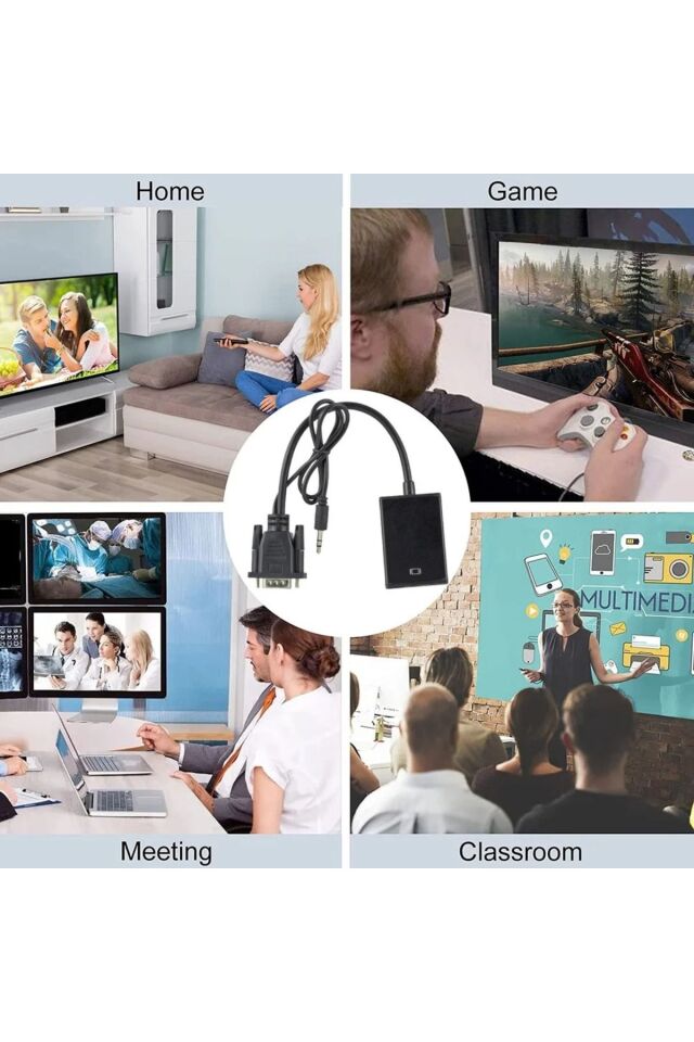 Hdmi Dönüştürücü Çevirici Ses Ve Görüntü Destekli Aktarım Laptop PC HDTV