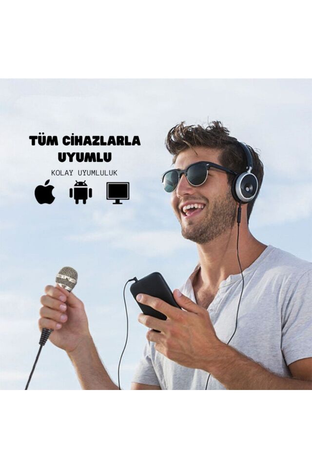 Kayıt Mikrofonu Kondenser Bilgisayar Cep Telefonu Uyumlu Tripodlu Kareoke Podcast Youtuber
