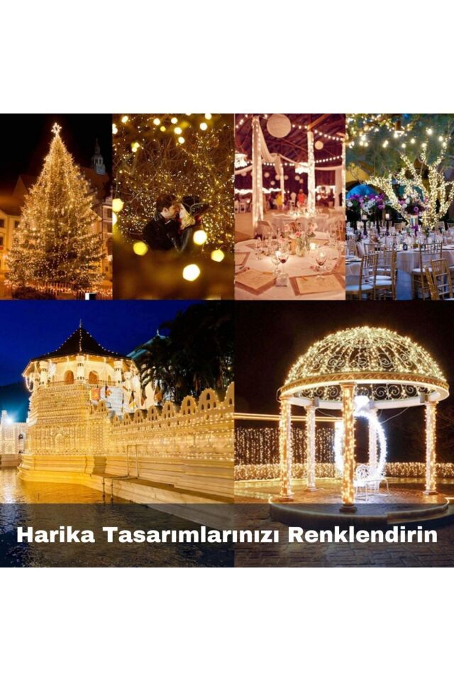 Noel Yılbaşı Ağacı Işığı Solar 100 Led Güneş Enerjili Ip65 Bahçe Ev Parti Süsü Aksesuarı