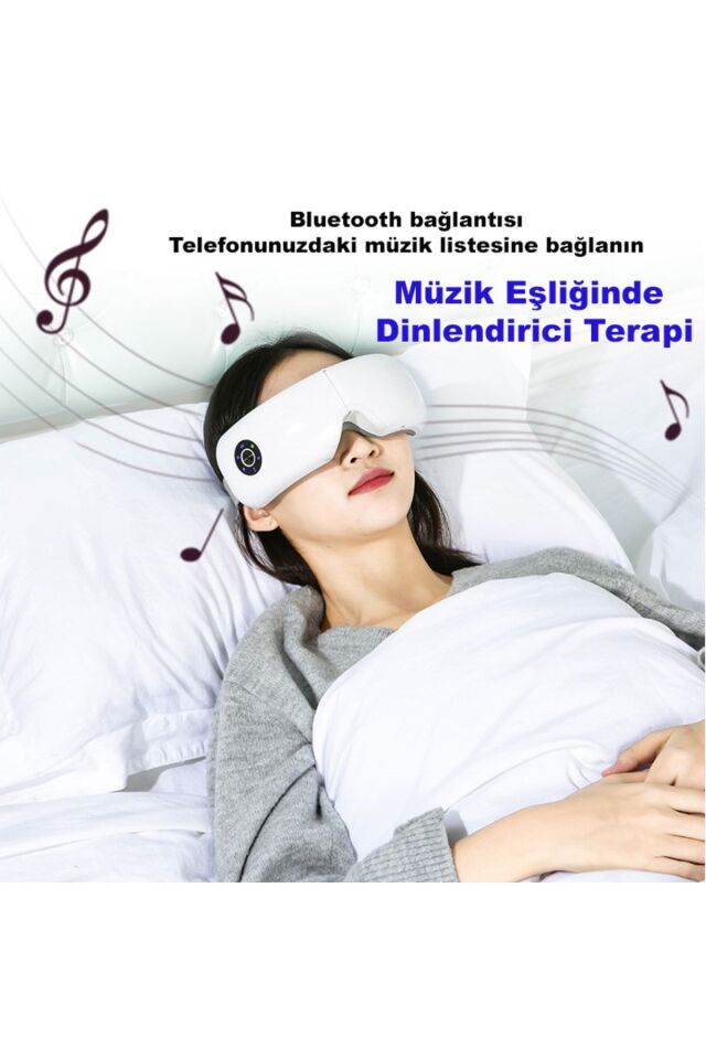 Bluetooth Müzikli Göz Masaj Terapi Aleti Dinlendirici Isı Destekli