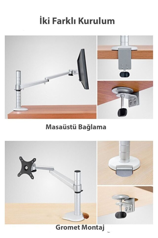 Ergonomik Alüminyum Notebook Laptop Stand Ve Vesa Monitör Tutucu