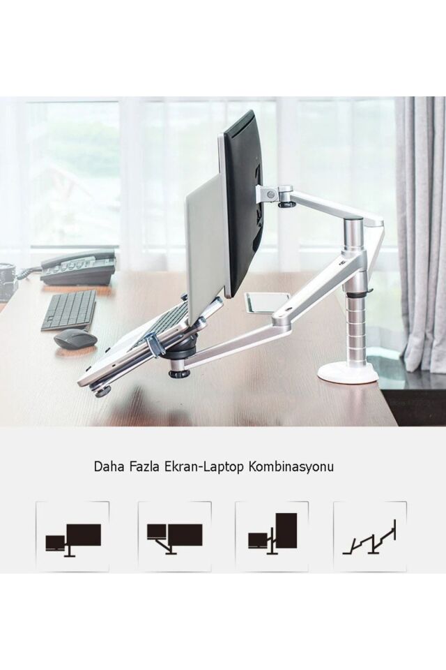 Ergonomik Alüminyum Notebook Laptop Stand Ve Vesa Monitör Tutucu