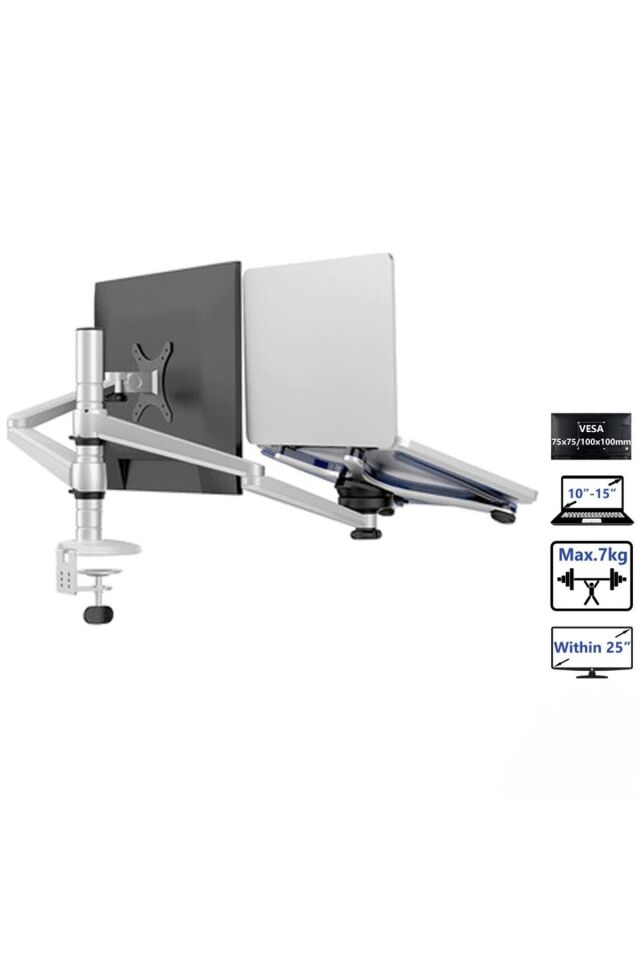 Ergonomik Alüminyum Notebook Laptop Stand Ve Vesa Monitör Tutucu
