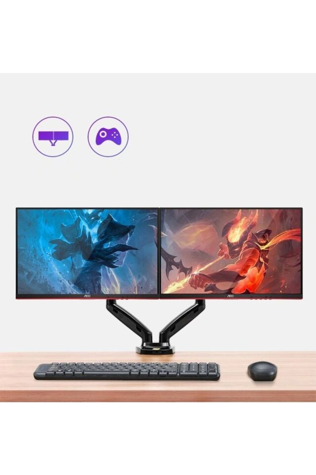 North Bayou Nb F160 Masa Montajlı Çift Kollu Monitör Tutucu Usb3.0