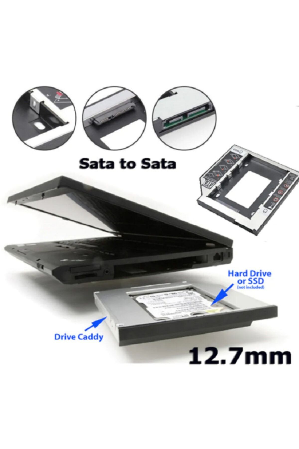 12.7mm Sata HDD Harddisk Caddy Kızak Kutu Laptop SSD Notebook